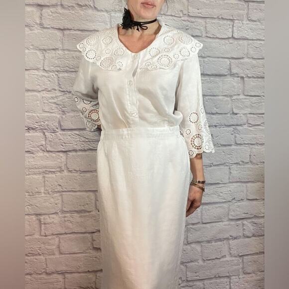 Vintage coastal linen skirt set - Picture 1 of 12